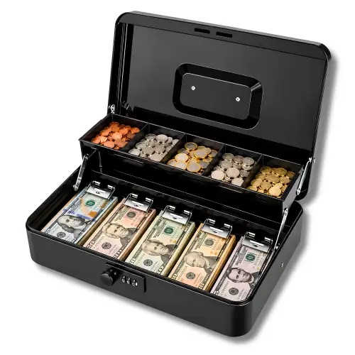 Caja Fuerte Portatil Con Clave Y Cerradura De Combinacion Organizador Para Dinero