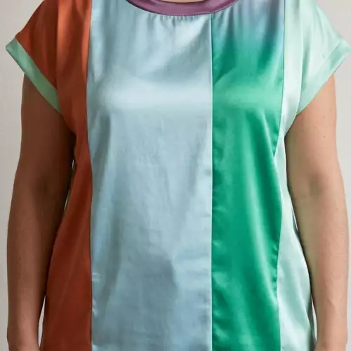 Camiblusa mujer en licra ORDIRI Textil formal/informal, Tecnica Patchwork EDICIÓN ÚNICA baverna