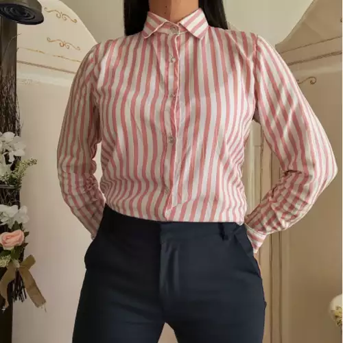 Camisa rayas rosa y blanco algodón 100% mujer