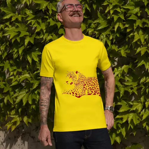 Camiseta leopardo amarilla algodón pima estampada DTF