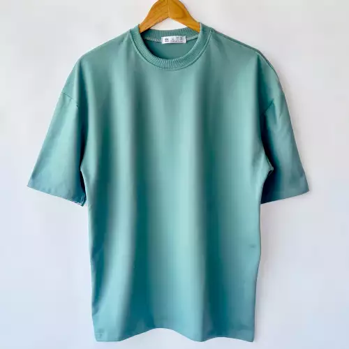 Camiseta oversize unisex verde pino algodón poliéster