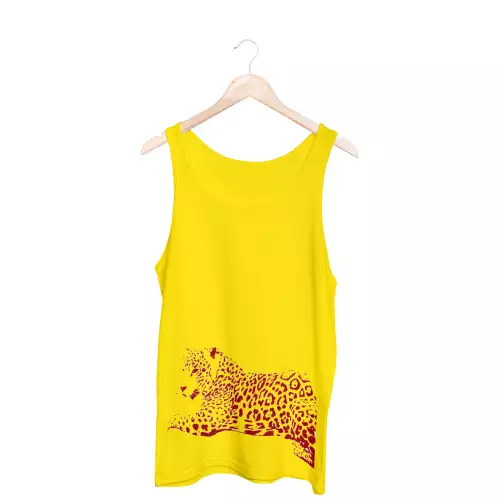 Camiseta sin mangas leopardo algodón pima amarilla