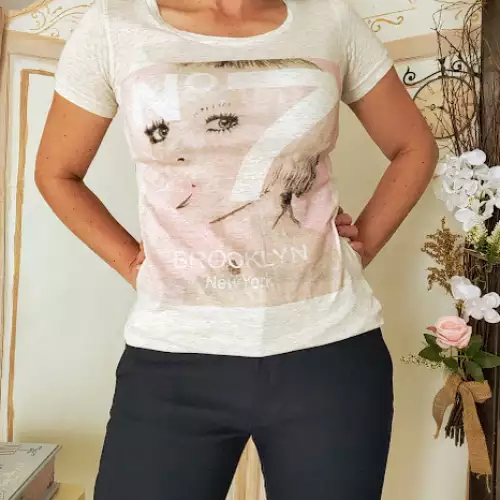 Camiseta vintage beige algodón 100% talla S