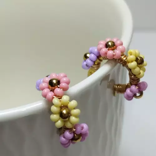 Candonga flores tonos pastel acero dorado pequeña