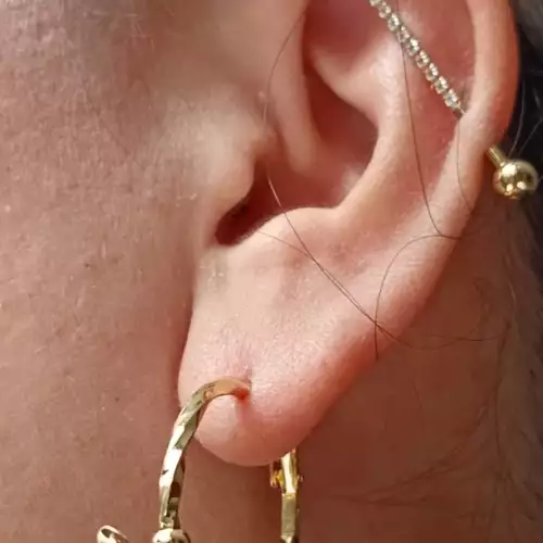 Candongas floral doradas con zircones para mujer