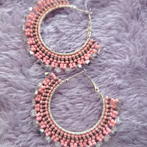 Candongas Delia media luna bohemio hecho a mano