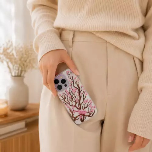 Carcasa iPhone 14 Pro flor ocobo pintada a mano