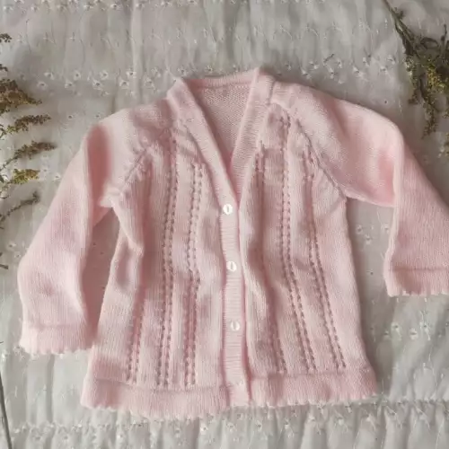 Cardigan rosado bebé de punto 1 a 3 meses