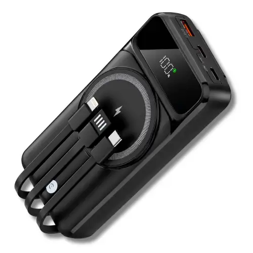 Cargador Portatil Power Bank 20.000 MaH Con Cables Integrados 7 En 1 Bateria