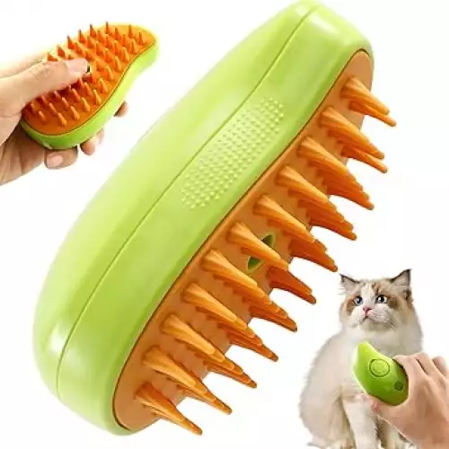 Cepillo mascotas 3 en 1 vapor naranja ergonómico