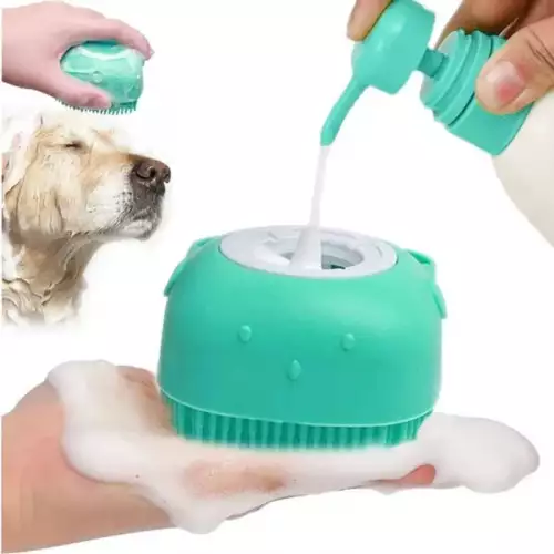 Cepillo para mascotas con dispensador de jabón