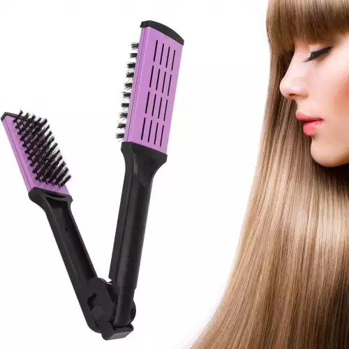 Cepillo planchar cabello mango flexible doble cerda