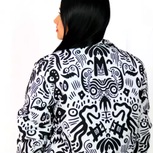 Chaqueta davsan blanco y negro para mujer