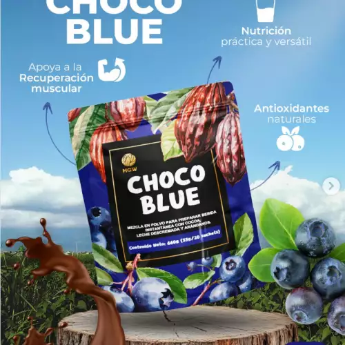 Chocolate con arándanos azules bebida instantánea