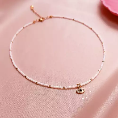 Choker blanco ojito rodio graduable protección