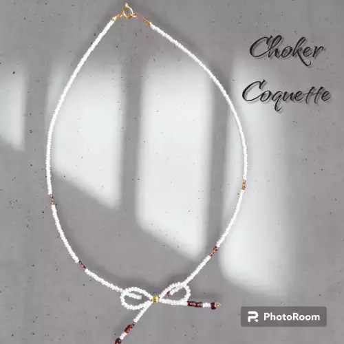 Choker coquette two colors en mostacilla checa