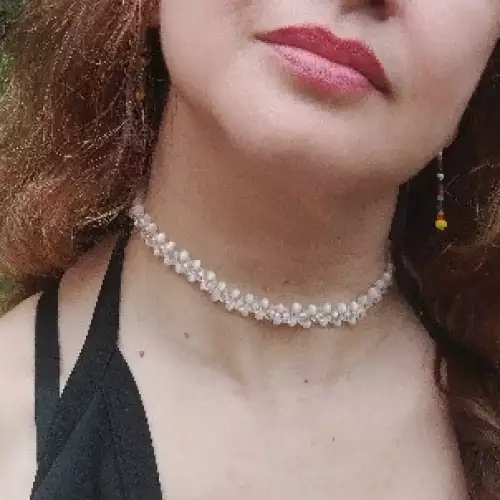 Choker ojo de gato blanco murano cristal elegante