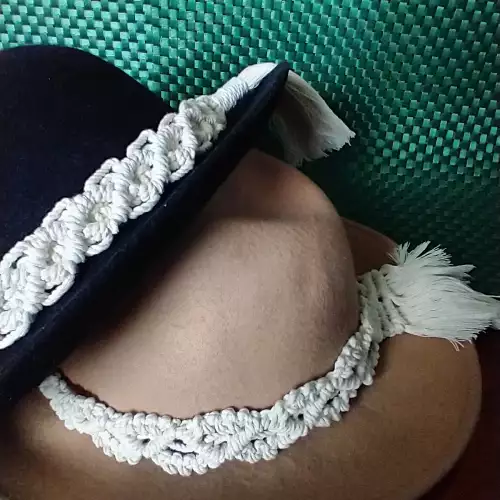 Cinta macramé tejida a mano para sombrero boho