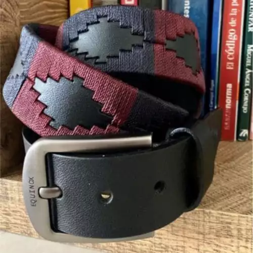 Cinturón Azteca cuero negro artesanal tejido argentino