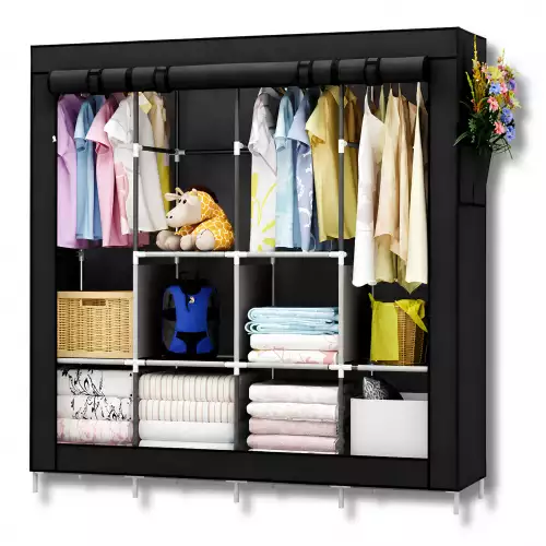 Closet Desarmable 4 Cuerpos Grande De Tela Con Organizador Y Perchero Armable