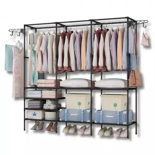 Closet Organizador De Tubos 3 Cuerpos Armable Para Ropa Armario Con Perchero