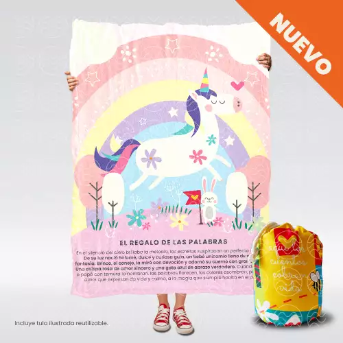 Cobija infantil térmica regalo palabras talla M 120x145cm