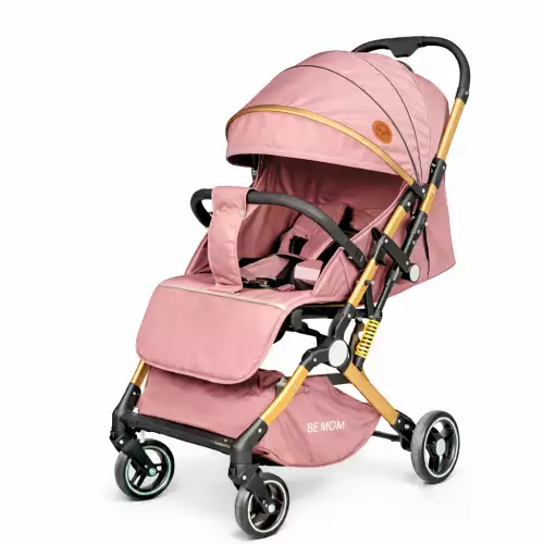 Coche para bebé rosa plegable con capota y arnés