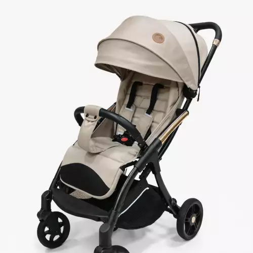 Coche paseador bebé beige plegable con capota