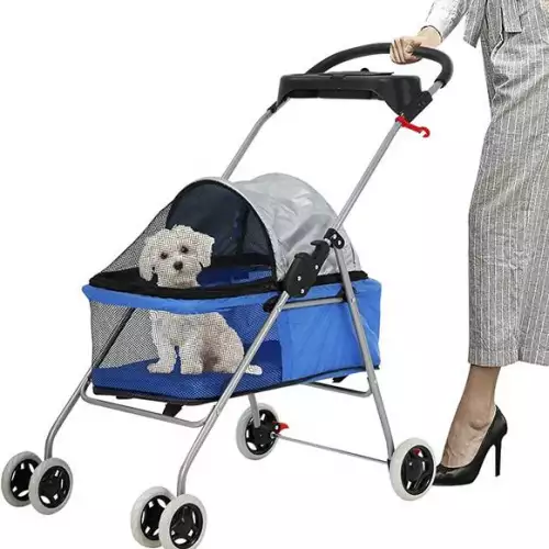 Coche plegable para mascotas con ruedas 360