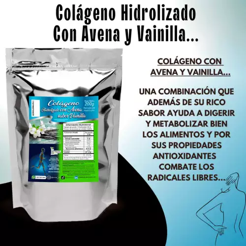 Colágeno Hidrolizado con Avena Molida sabor a Vainilla 200g