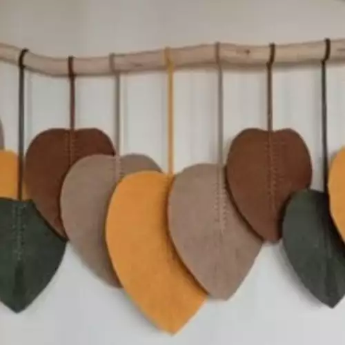 Colgante hojas tejidas en macramé