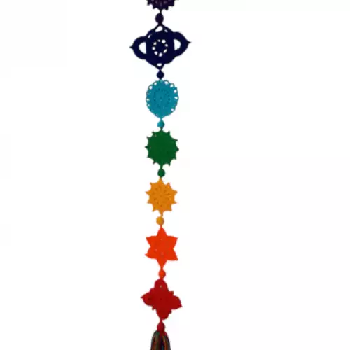Colgante siete chakras tejido a crochet hecho a mano