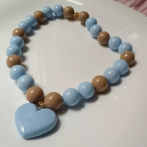 Collar chunky dije corazon Anartia accesorios azul- caqui