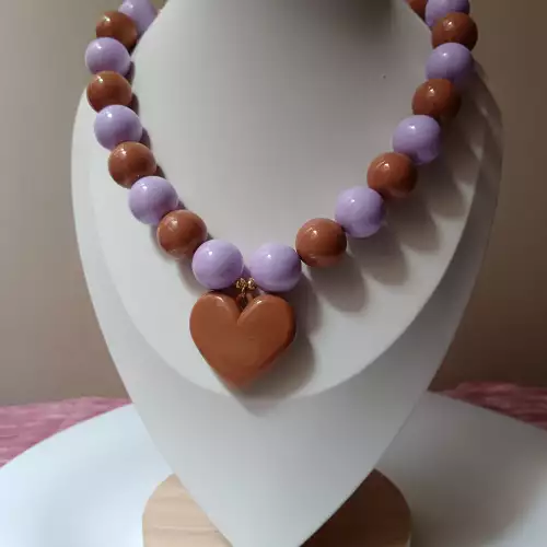 Collar chunky dije corazon Anartia accesorios Lila-cafe