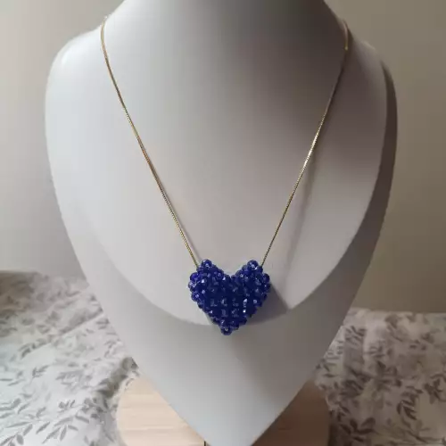 Collar Dije Corazón 3D en murano Tejido a Mano cadena ajustable