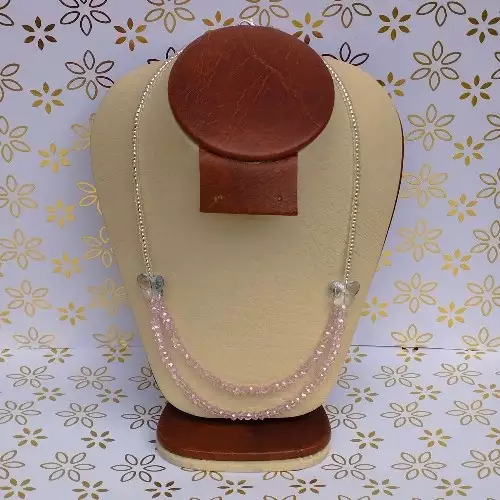 Collar gargantilla murano rosado con mariposas vidrio