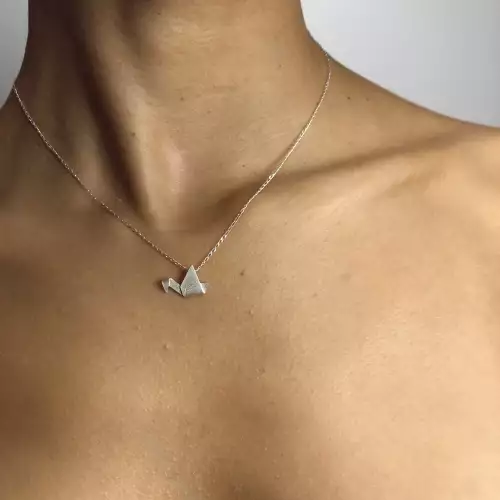 Collar Grulla Origami de papel | Plata 950