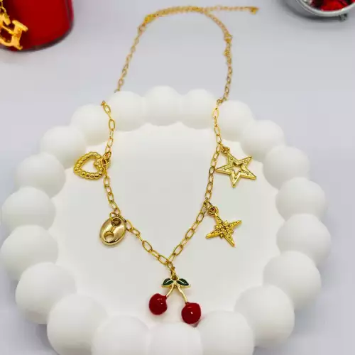 Collar multicharm cherry dorado con dijes