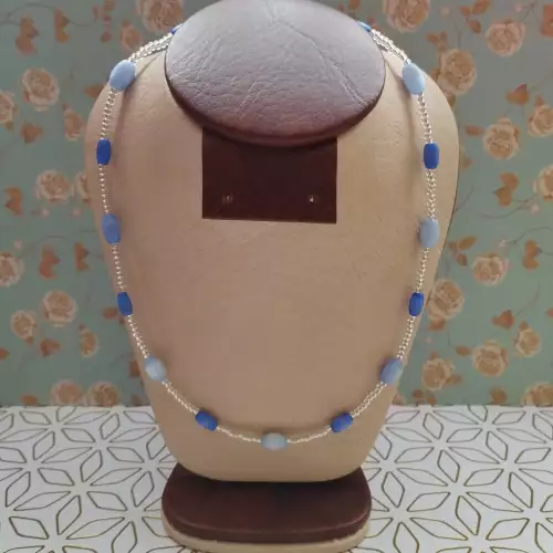 Collar ojo de gato azul cielo y azul rey