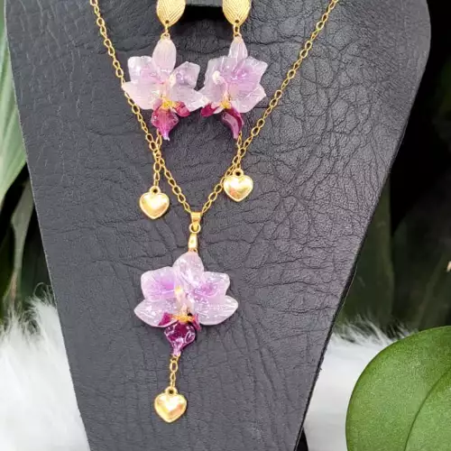 Collar orquídea real mini