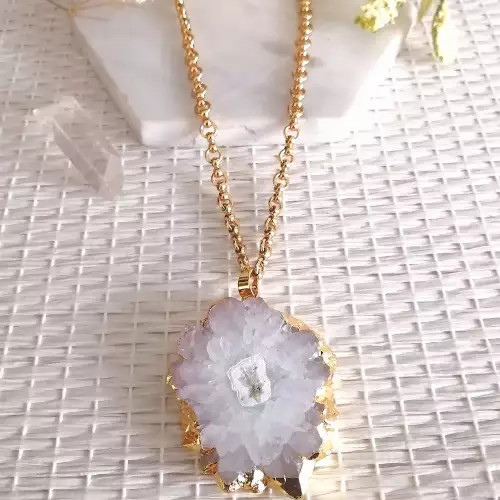 Collar para mujer cuarzo cristal redondo