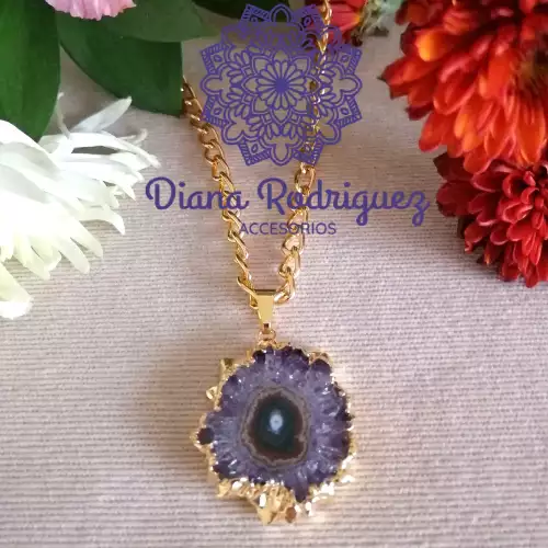 COLLAR PARA MUJER PIEDRA ESTALACTITA DE AMATISTA