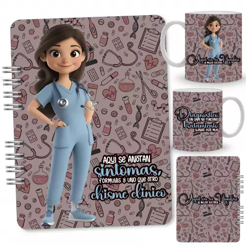 Combo Agenda + Mug Personalizados Profesiones