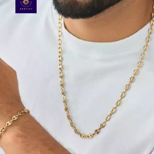 Combo cadena ancla y pulso oro 18k sobre titanio