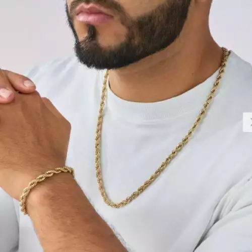 Combo cadena lazo y pulso en oro 18k sobre titanio