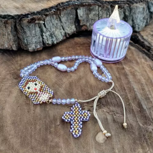 Combo florero tejido + pulsera rosario - Día de la madre