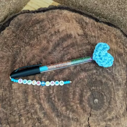 Combo lapicero con corazón tejido + llavero personalizado - Día de la madre