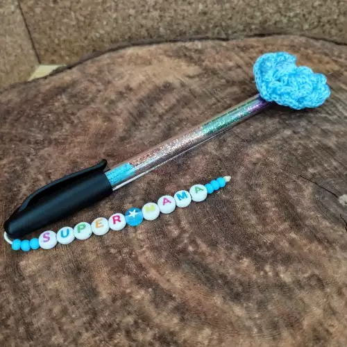 Combo lapicero con corazón tejido + llavero personalizado - Día de la madre