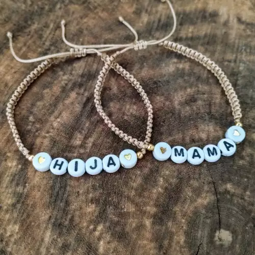 Combo pulseras tejidas macramé madre e hija