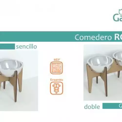 Comedero elevado sencillo para gatos y perros